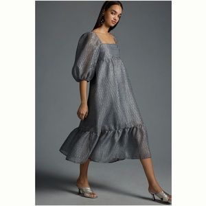 NWT By Anthropologie Textured Puff Sleeve Dress